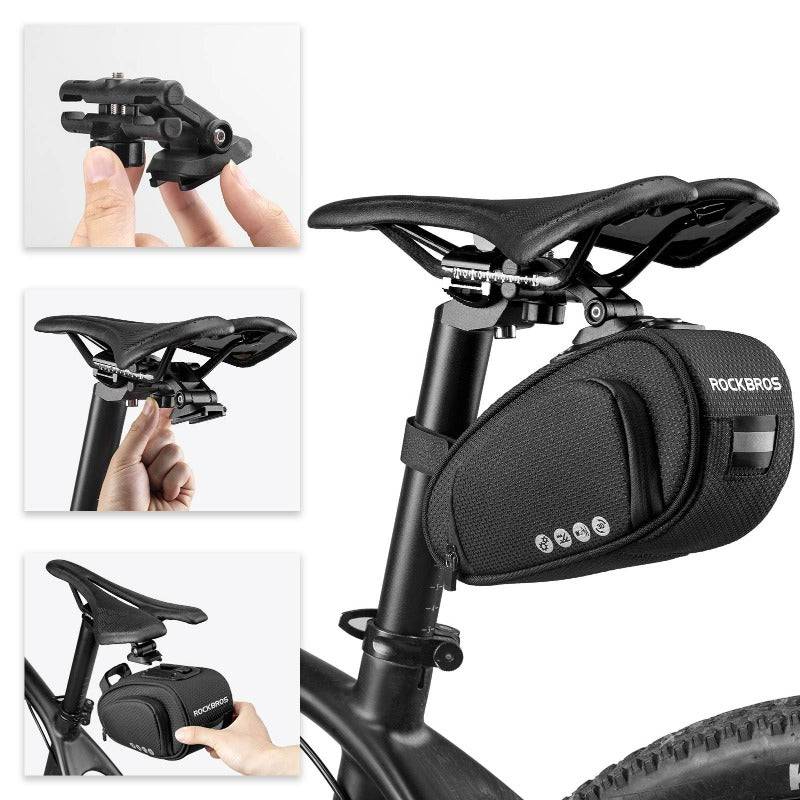 Bolsa de sillín con cierre rápido, 1L, para MTB, bicicleta de carretera, bicicleta plegable, ROCKBROS