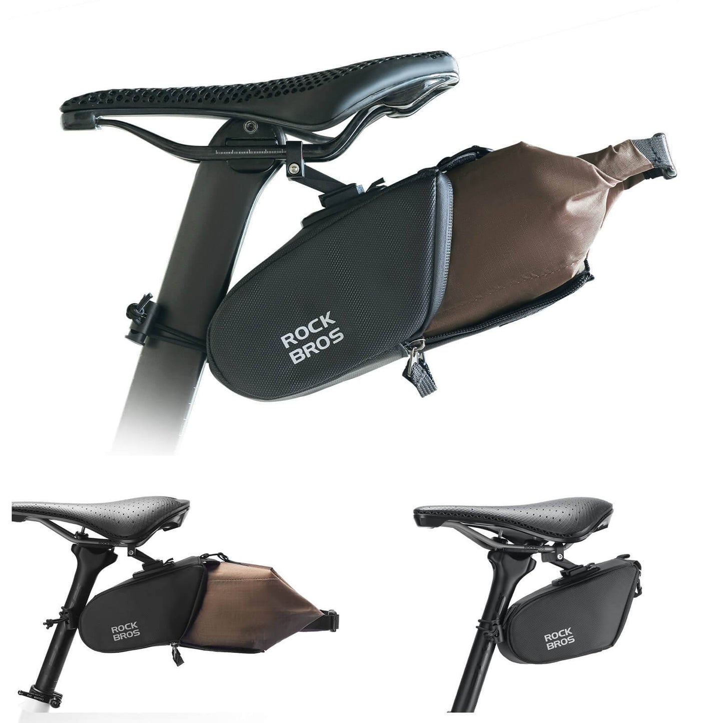 Bolsa de sillín, bolsa de bicicleta impermeable, expandible con bolsillo interior, ROCKBROS