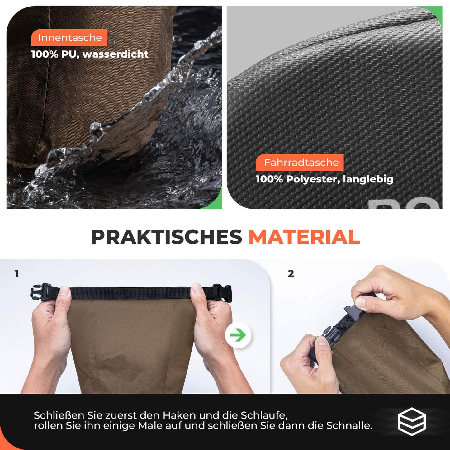 Bolsa de sillín, bolsa de bicicleta impermeable, expandible con bolsillo interior, ROCKBROS
