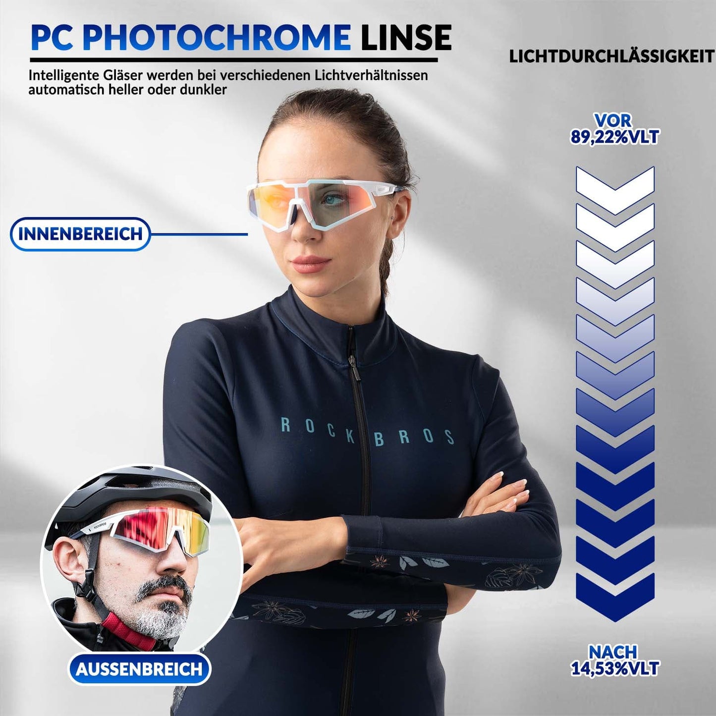 Gafas de sol, gafas de ciclismo, autofotográficas, para exteriores, protección UV400, ROCKBROS