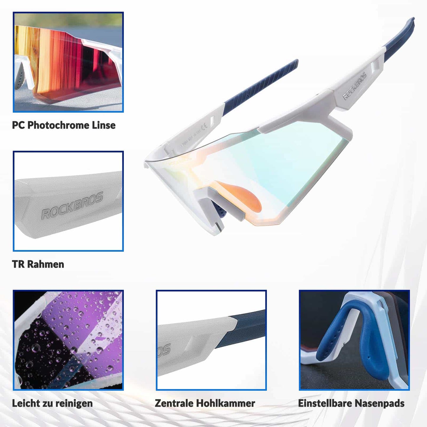 Gafas de sol, gafas de ciclismo, autofotográficas, para exteriores, protección UV400, ROCKBROS