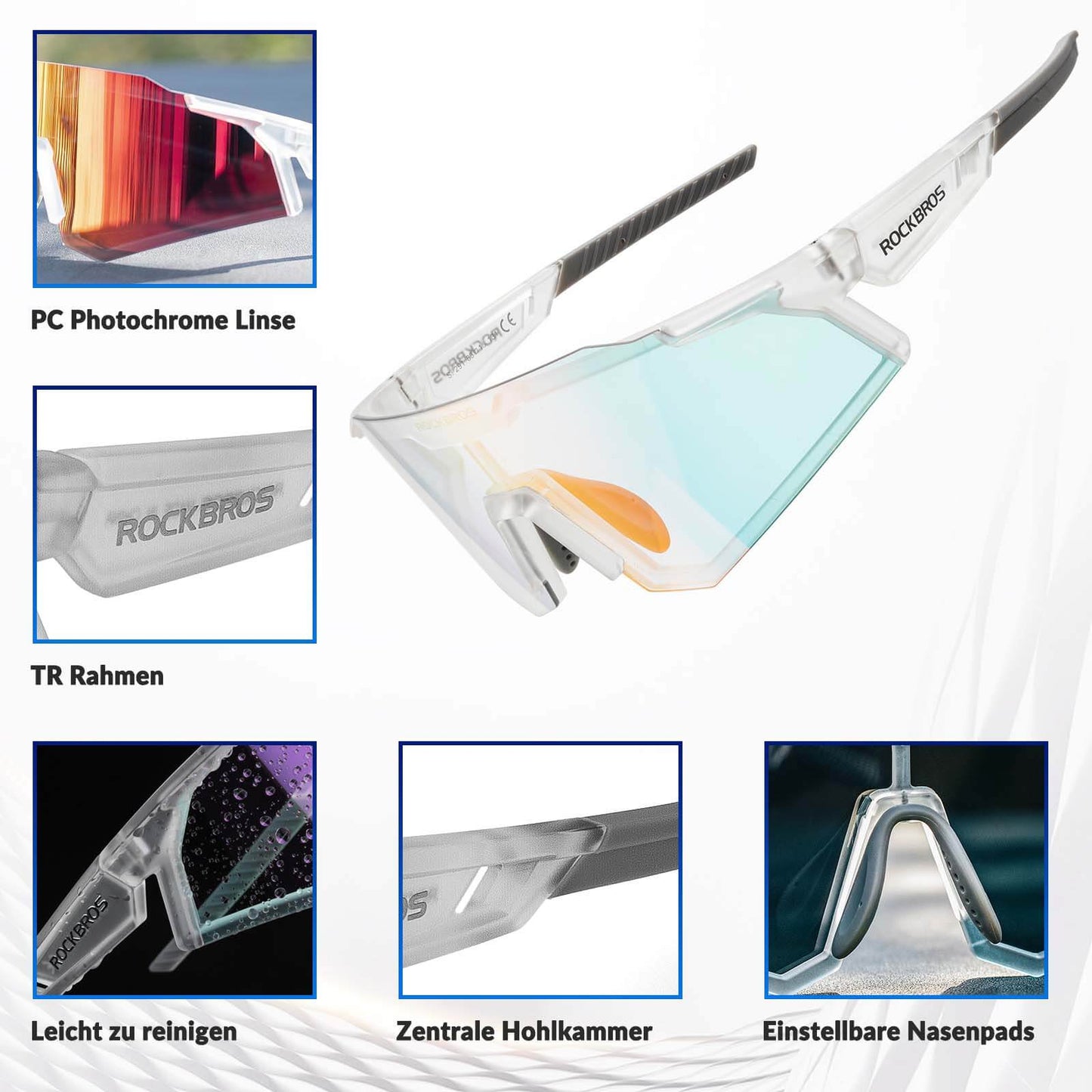 Gafas de sol, gafas de ciclismo, autofotográficas, para exteriores, protección UV400, ROCKBROS