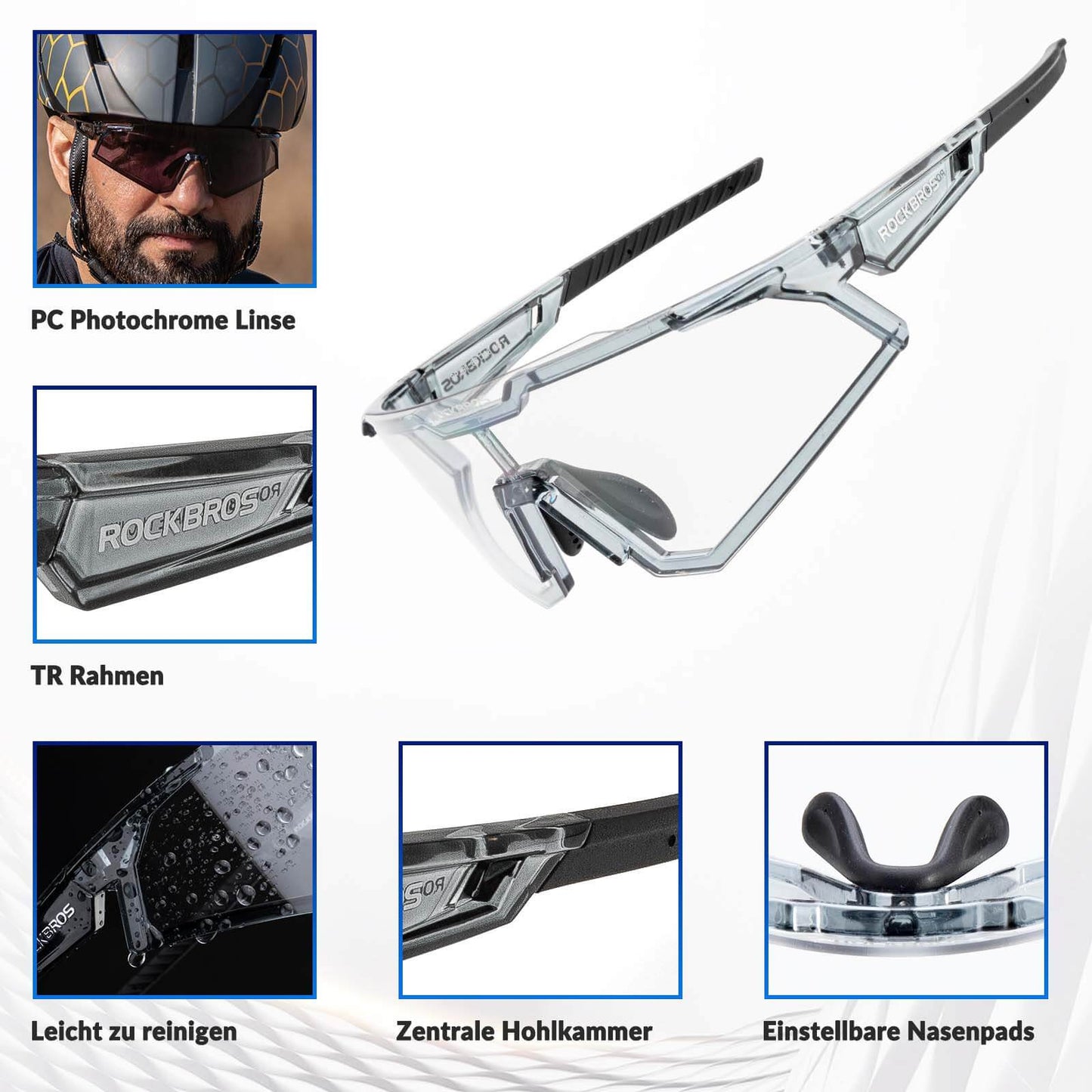 Gafas de sol, gafas de ciclismo, autofotográficas, para exteriores, protección UV400, ROCKBROS
