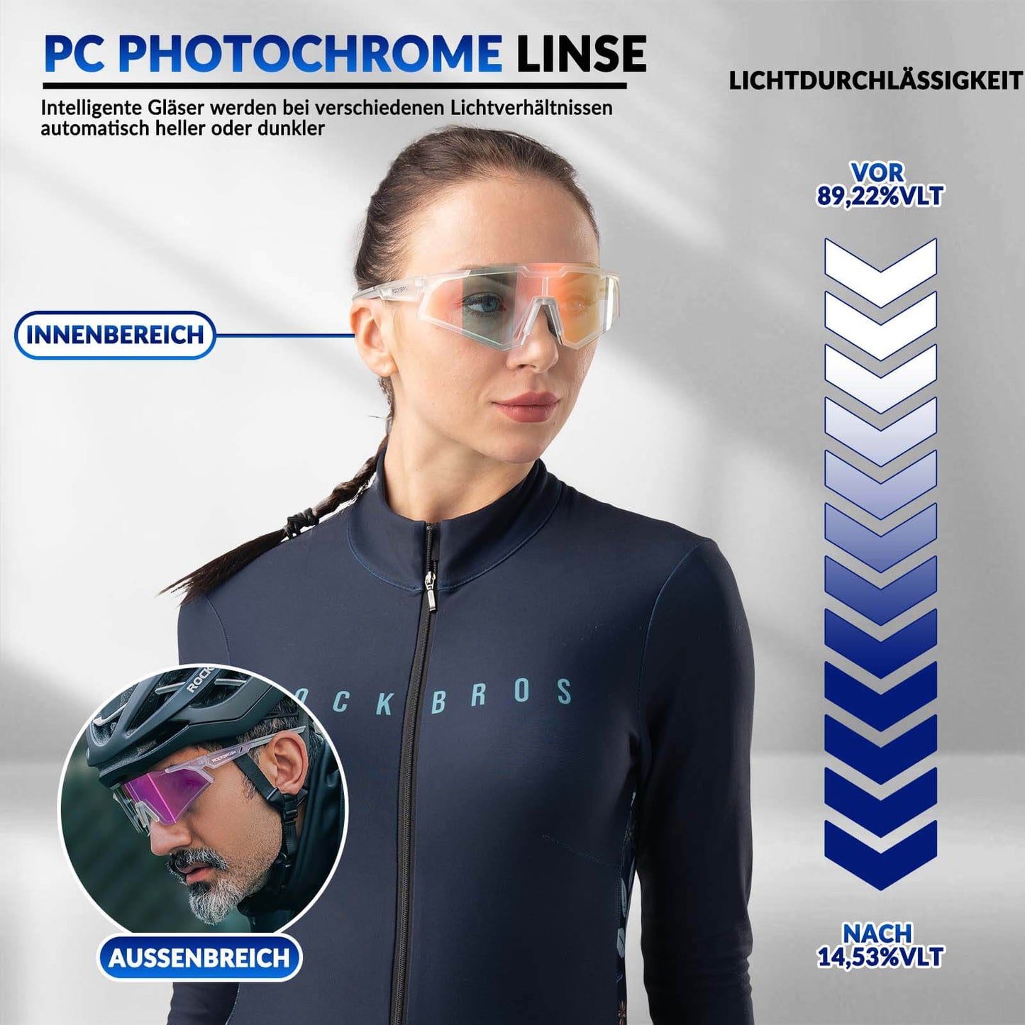 Gafas de sol, gafas de ciclismo, autofotográficas, para exteriores, protección UV400, ROCKBROS