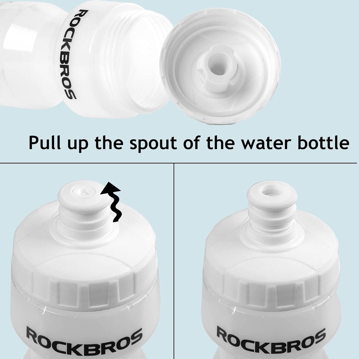Botella deportiva ROCKBROS de 600 ml fabricada en PP5, suministrada con funda antipolvo.