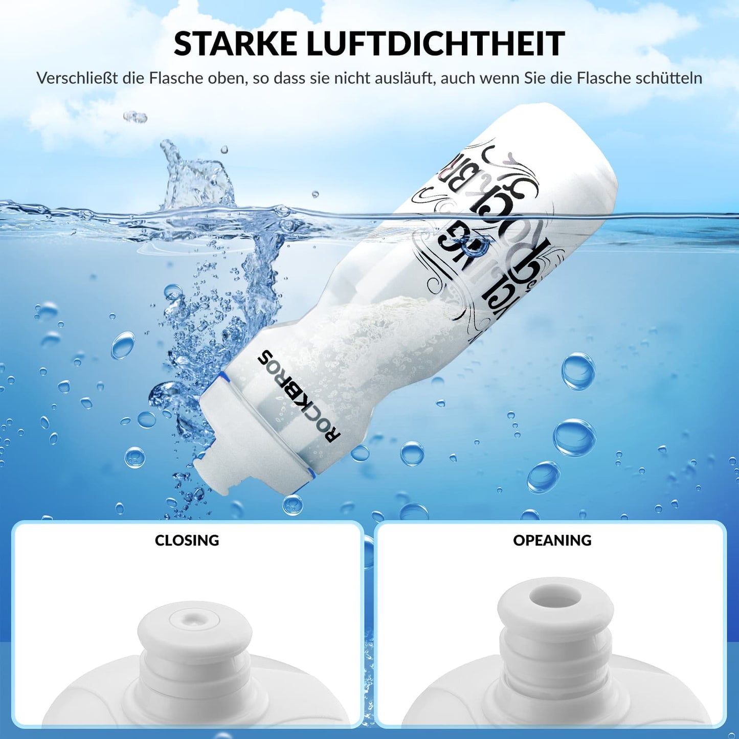 Botella de agua deportiva de 750 ml para bicicleta, sin BPA, ROCKBROS