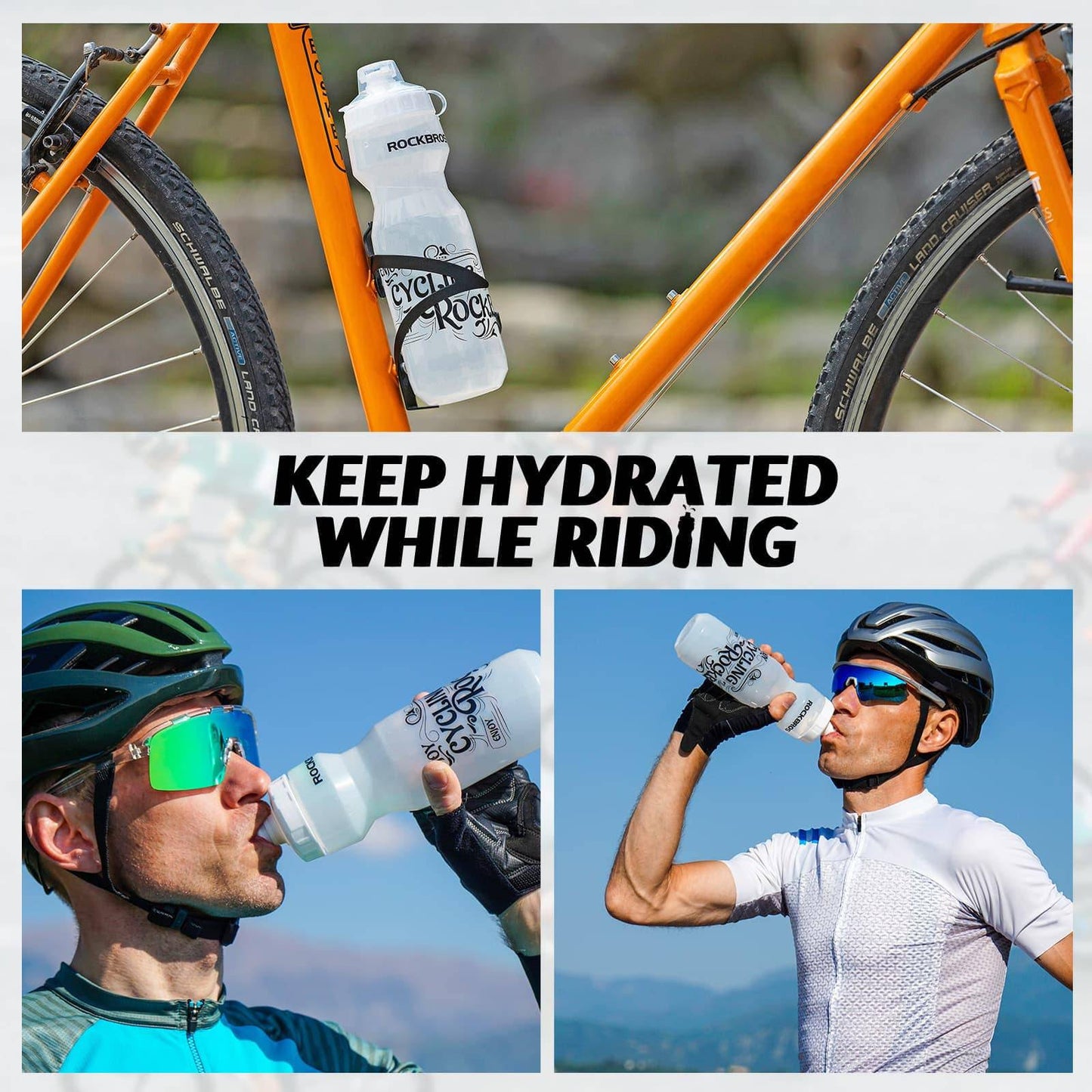 Botella de agua deportiva de 750 ml para bicicleta, sin BPA, ROCKBROS