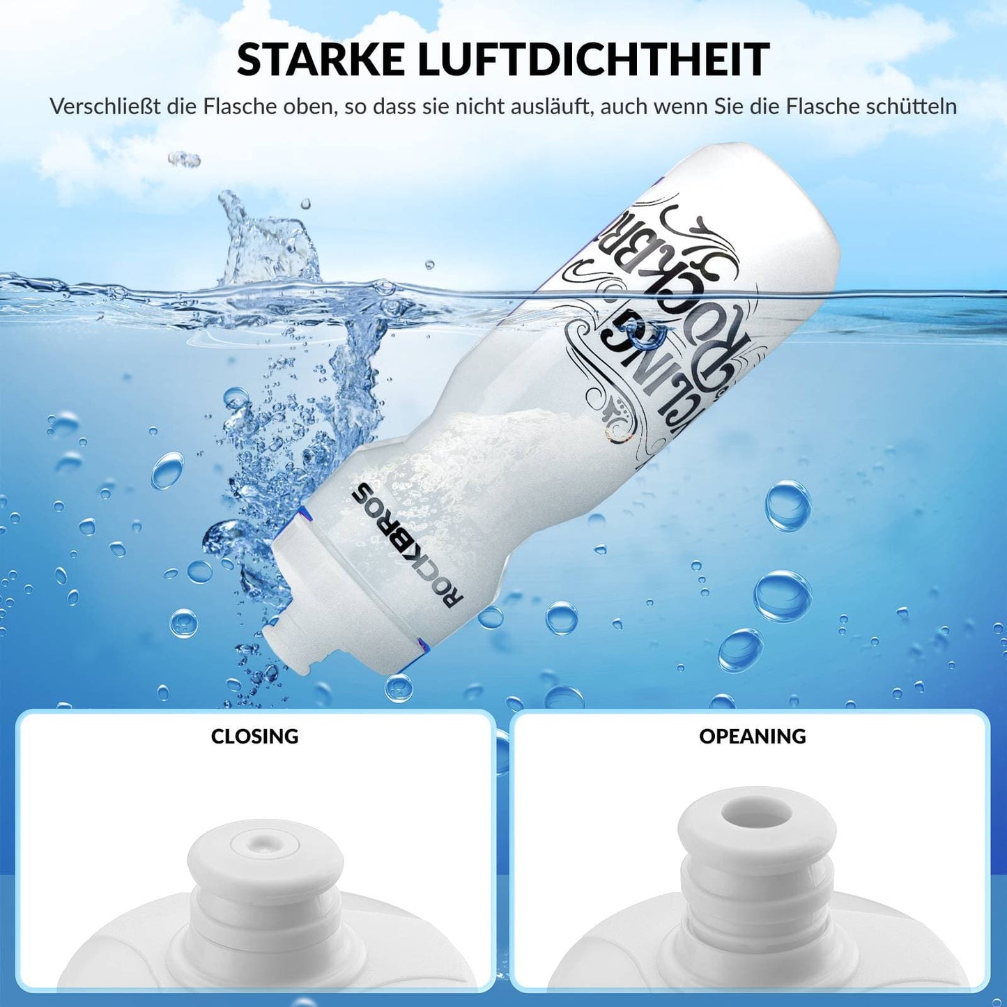 Botella de agua deportiva de 750 ml para bicicleta, sin BPA, ROCKBROS