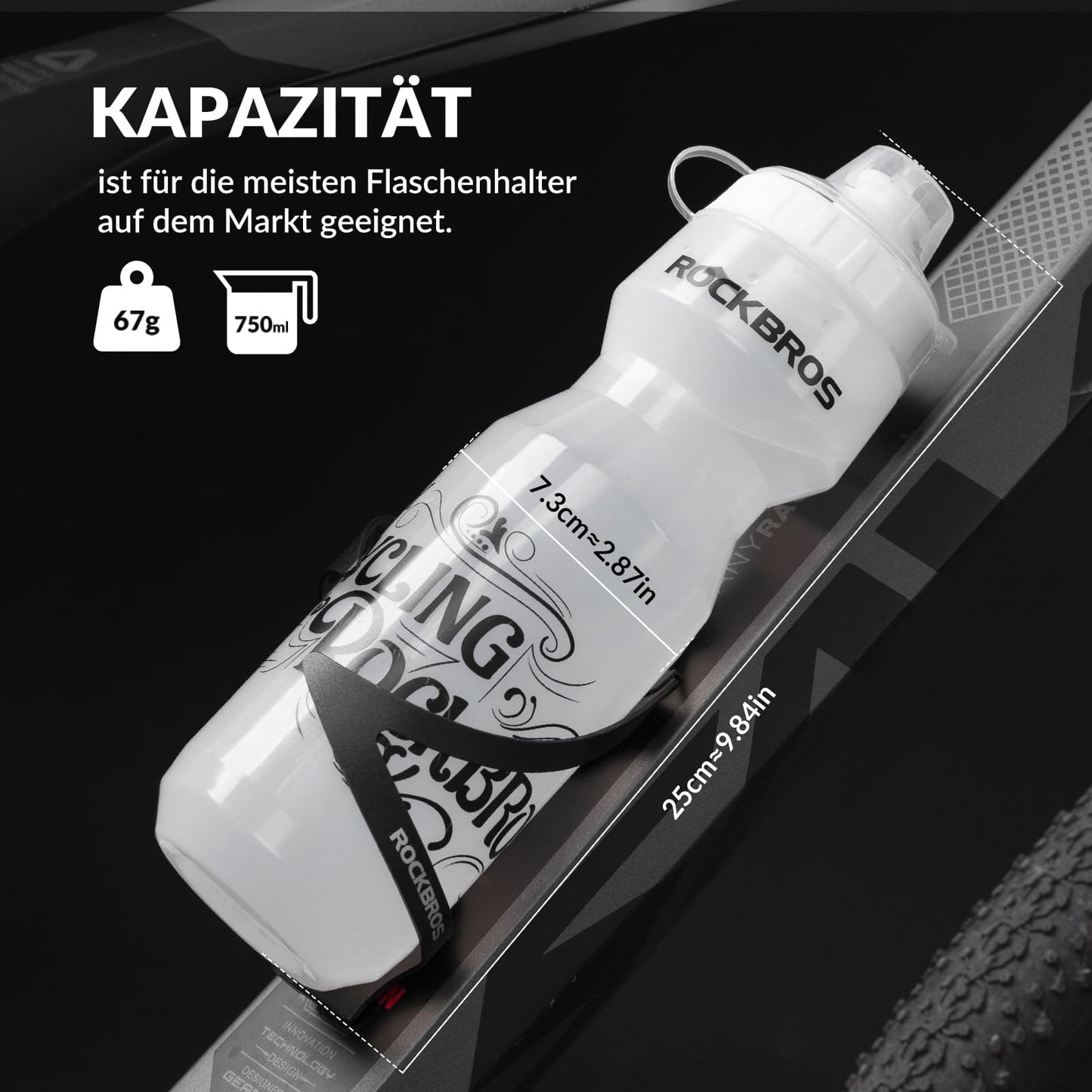 Botella de agua deportiva de 750 ml para bicicleta, sin BPA, ROCKBROS