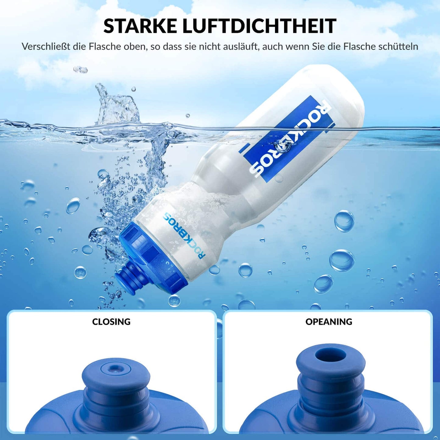 Botella de agua deportiva de 750 ml para bicicleta, sin BPA, ROCKBROS