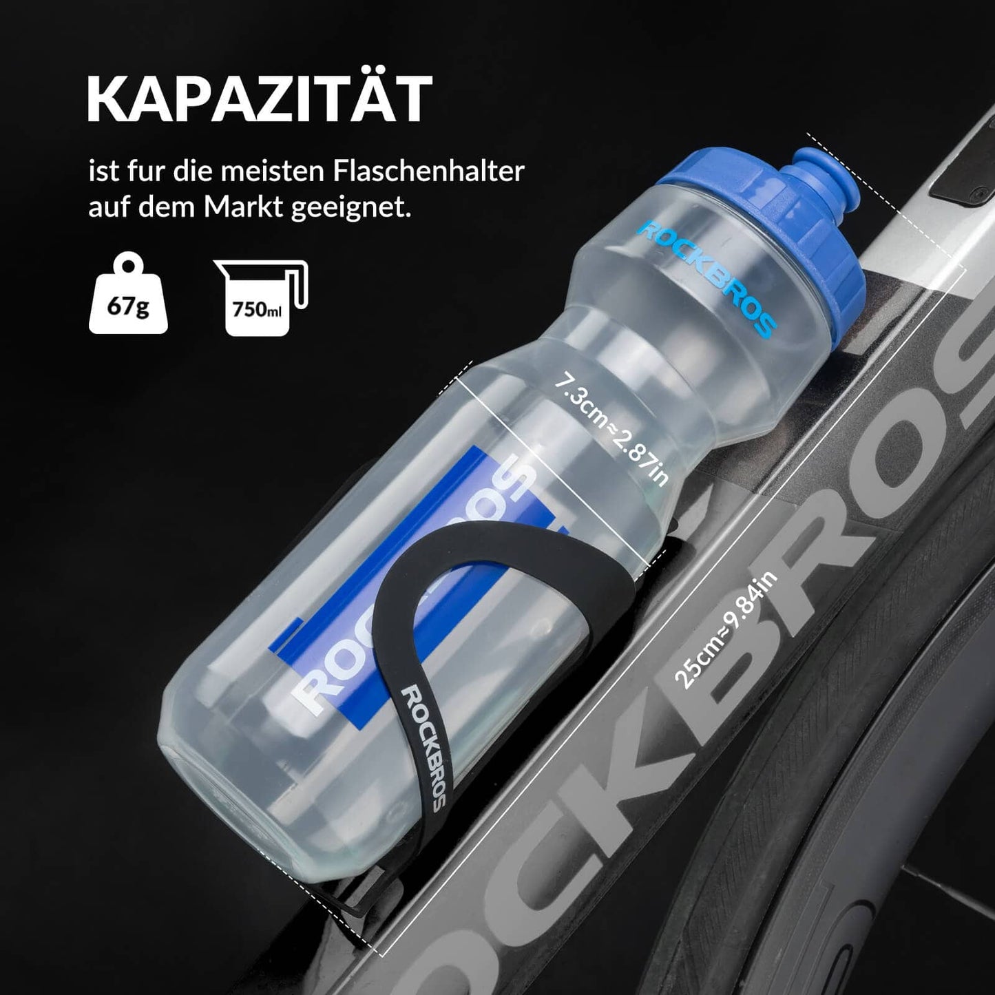 Botella de agua deportiva de 750 ml para bicicleta, sin BPA, ROCKBROS