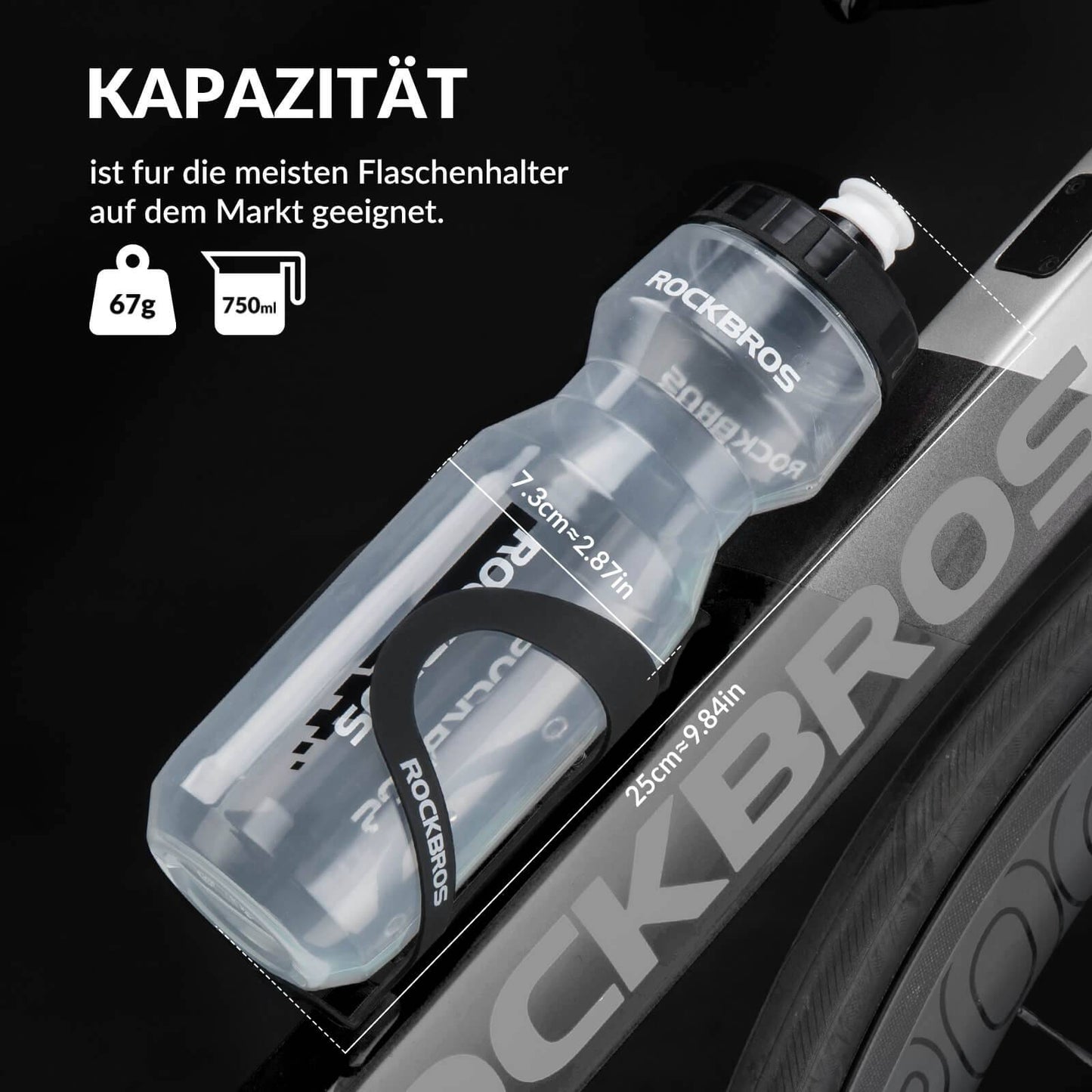 Botella de agua deportiva de 750 ml para bicicleta, sin BPA, ROCKBROS
