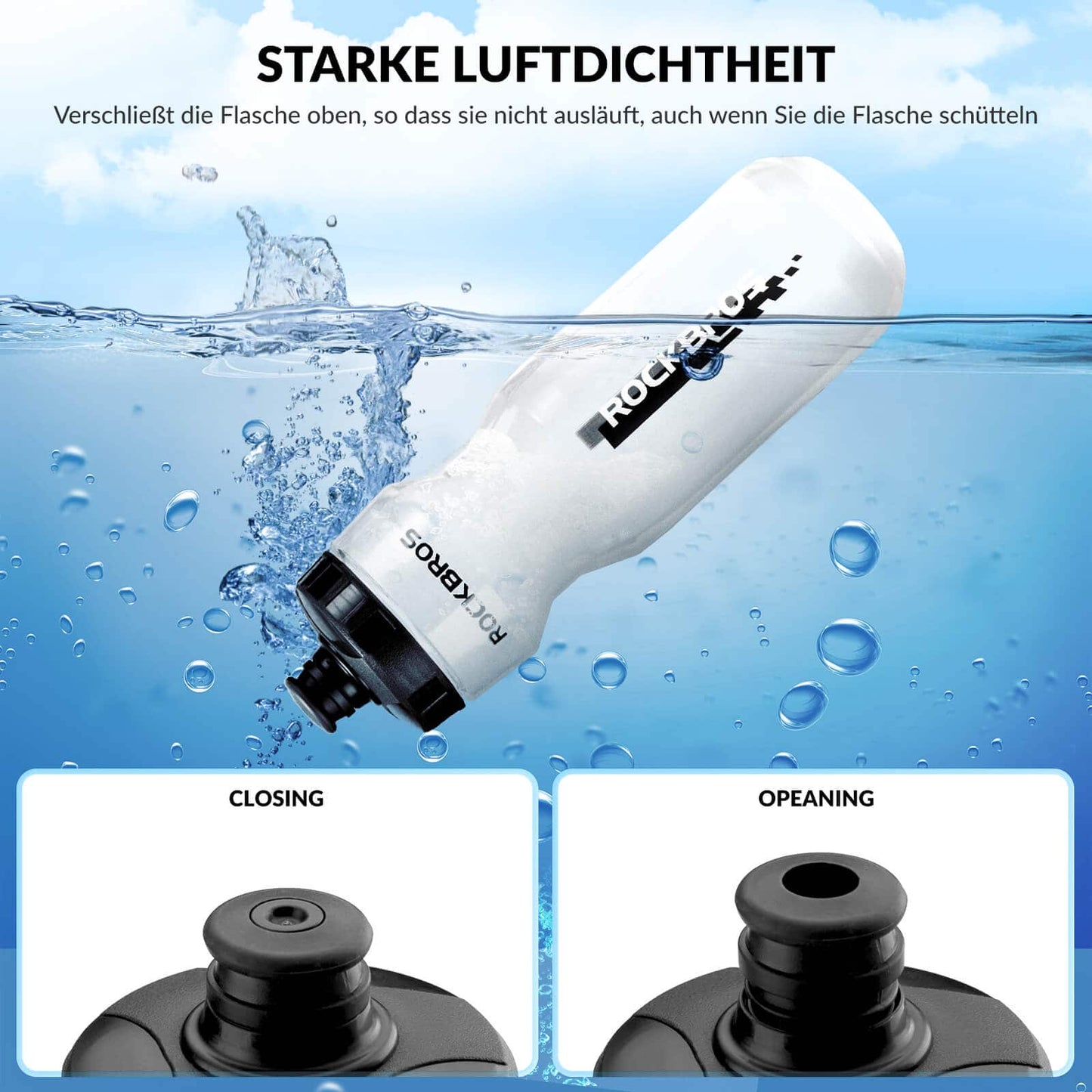 Botella de agua deportiva de 750 ml para bicicleta, sin BPA, ROCKBROS