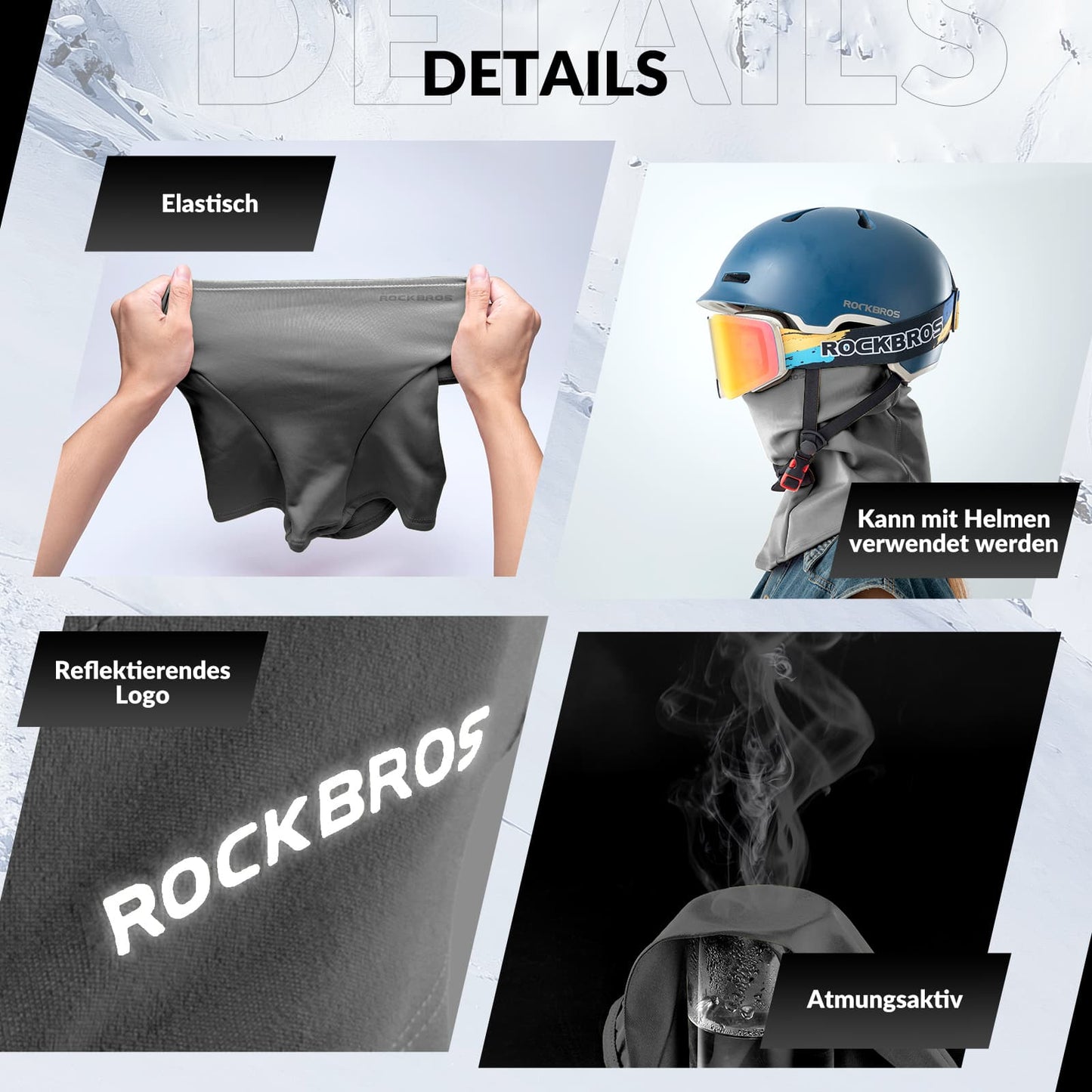 Pasamontañas unisex ROCKBROS (paquete de 2) Otoño/Invierno para deportes al aire libre