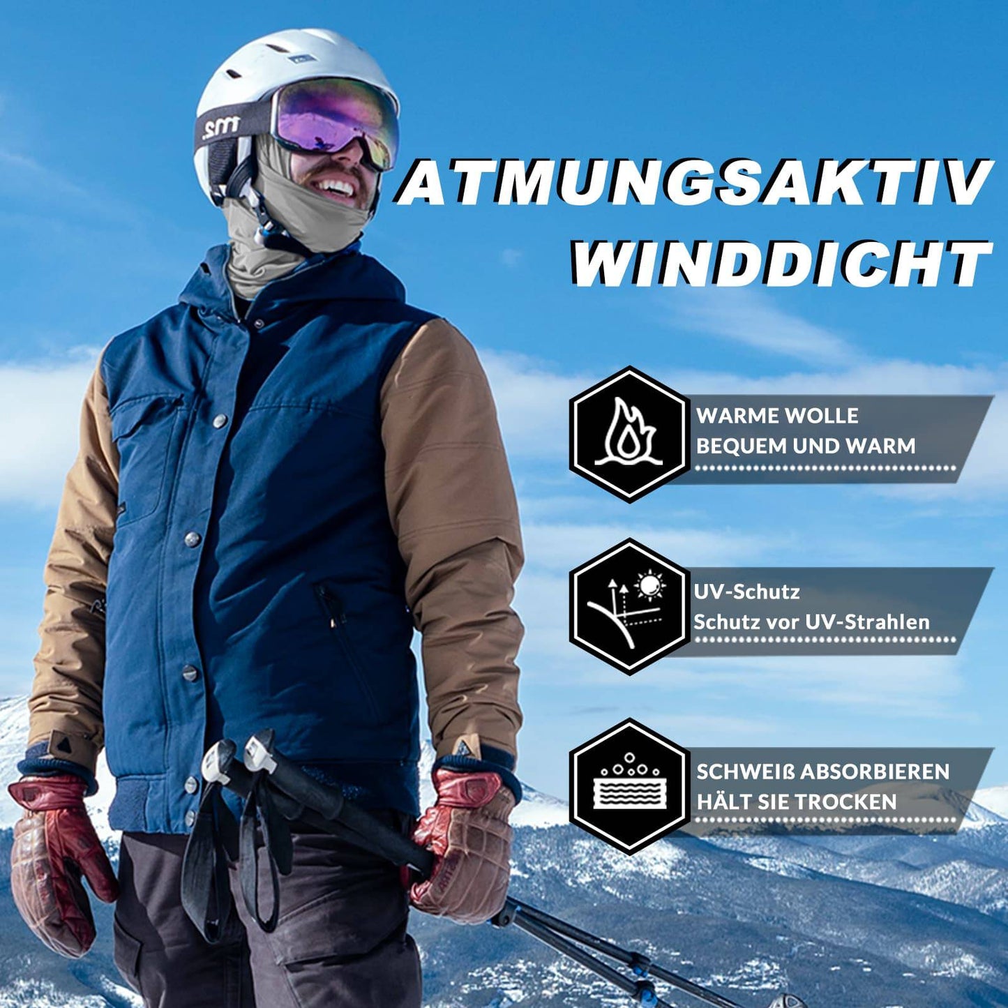 Pasamontañas unisex ROCKBROS (paquete de 2) Otoño/Invierno para deportes al aire libre