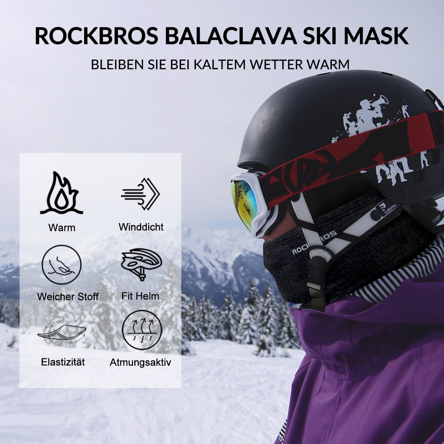 Pasamontañas unisex ROCKBROS (paquete de 2) Otoño/Invierno para deportes al aire libre