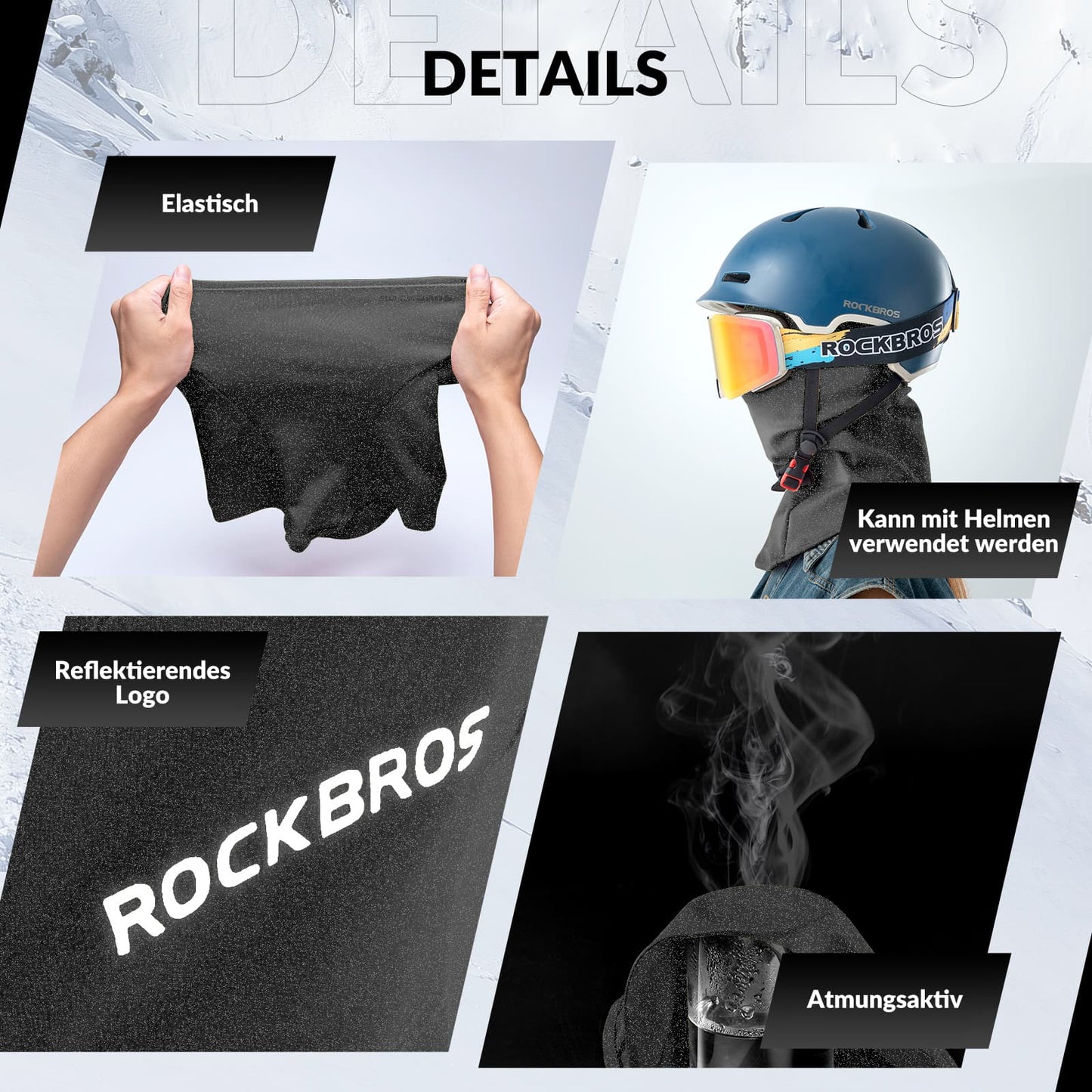 Pasamontañas unisex ROCKBROS (paquete de 2) Otoño/Invierno para deportes al aire libre