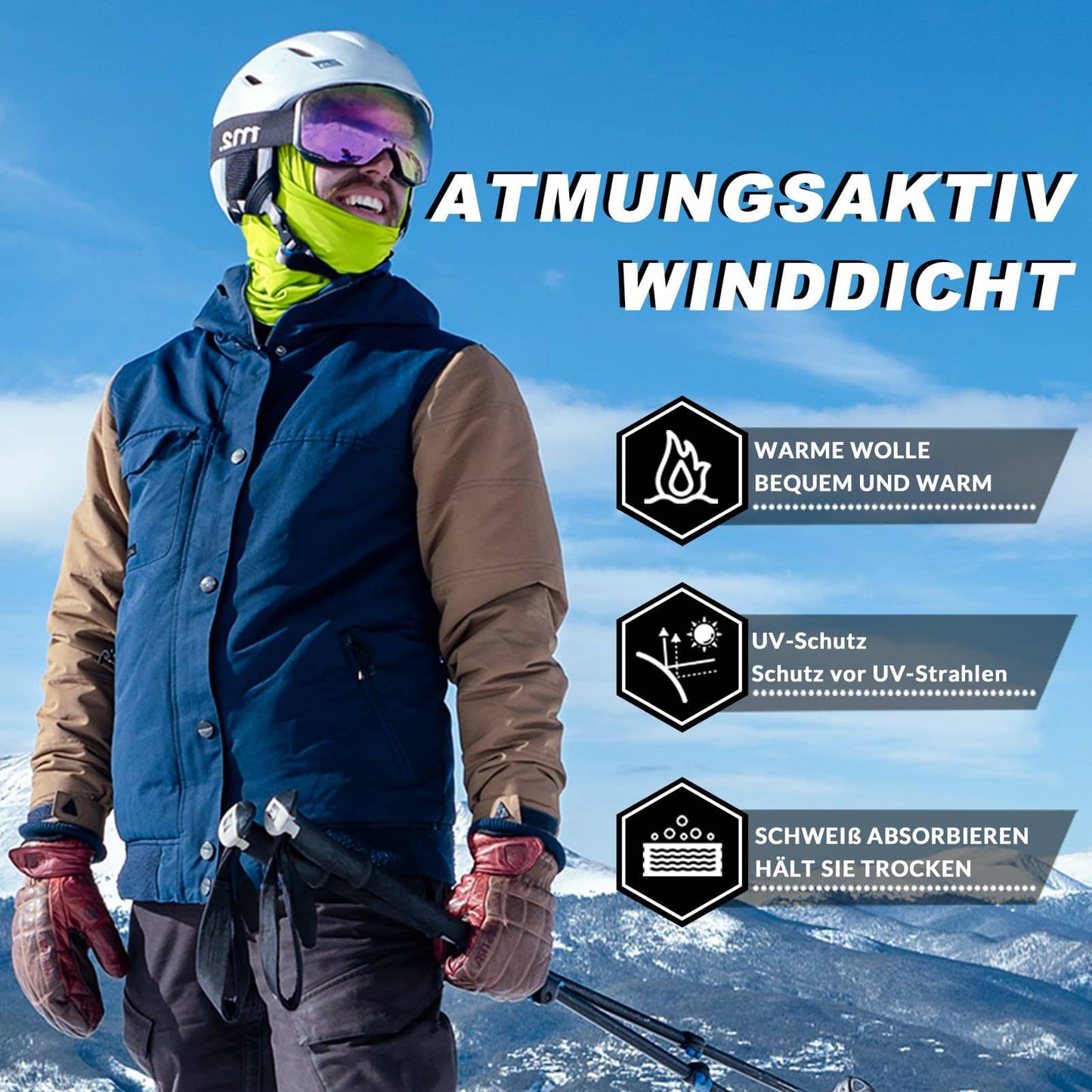 Pasamontañas unisex ROCKBROS (paquete de 2) Otoño/Invierno para deportes al aire libre