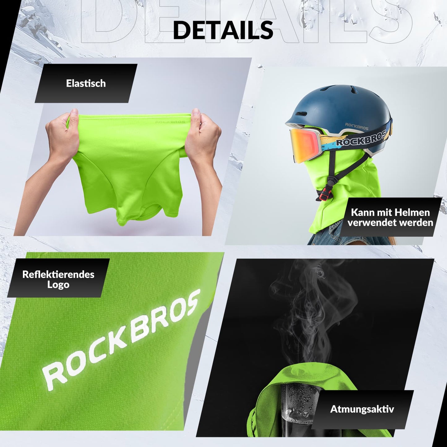 Pasamontañas unisex ROCKBROS (paquete de 2) Otoño/Invierno para deportes al aire libre