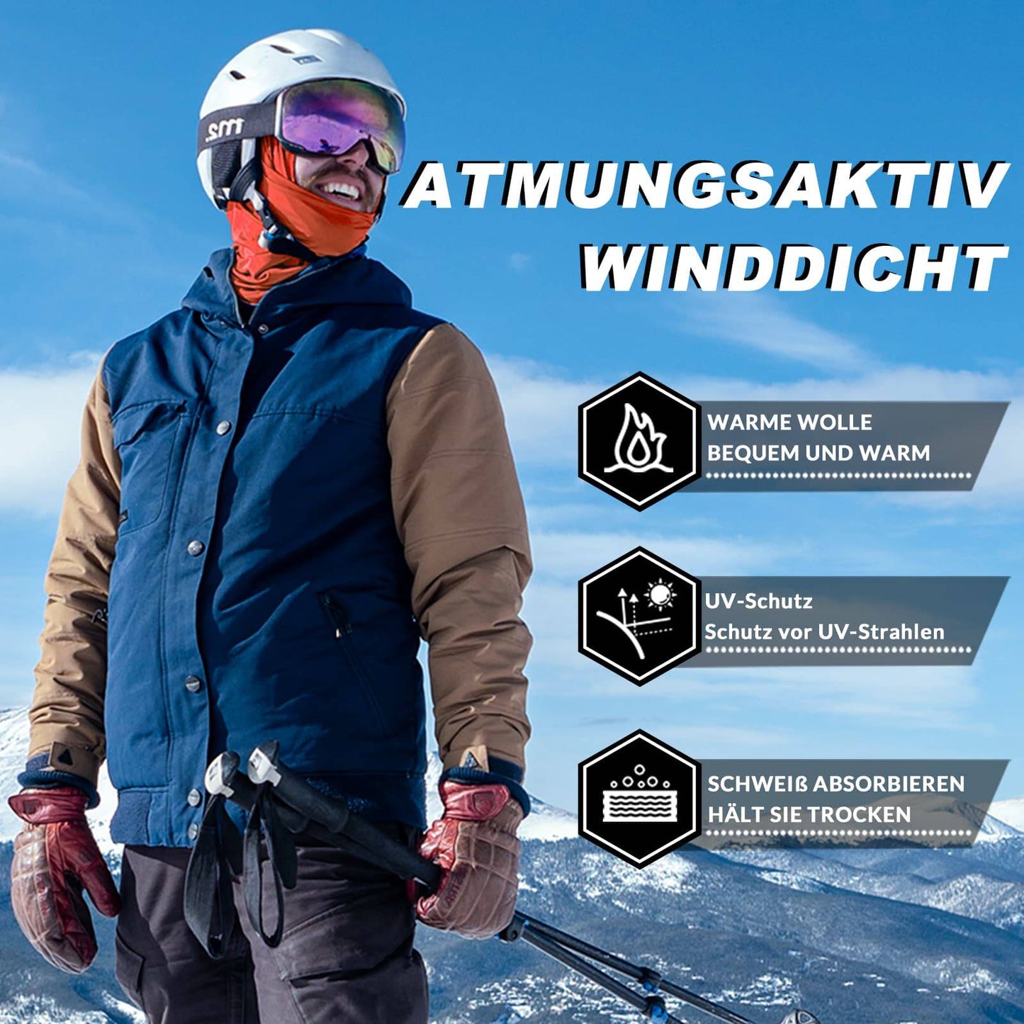 Pasamontañas unisex ROCKBROS (paquete de 2) Otoño/Invierno para deportes al aire libre
