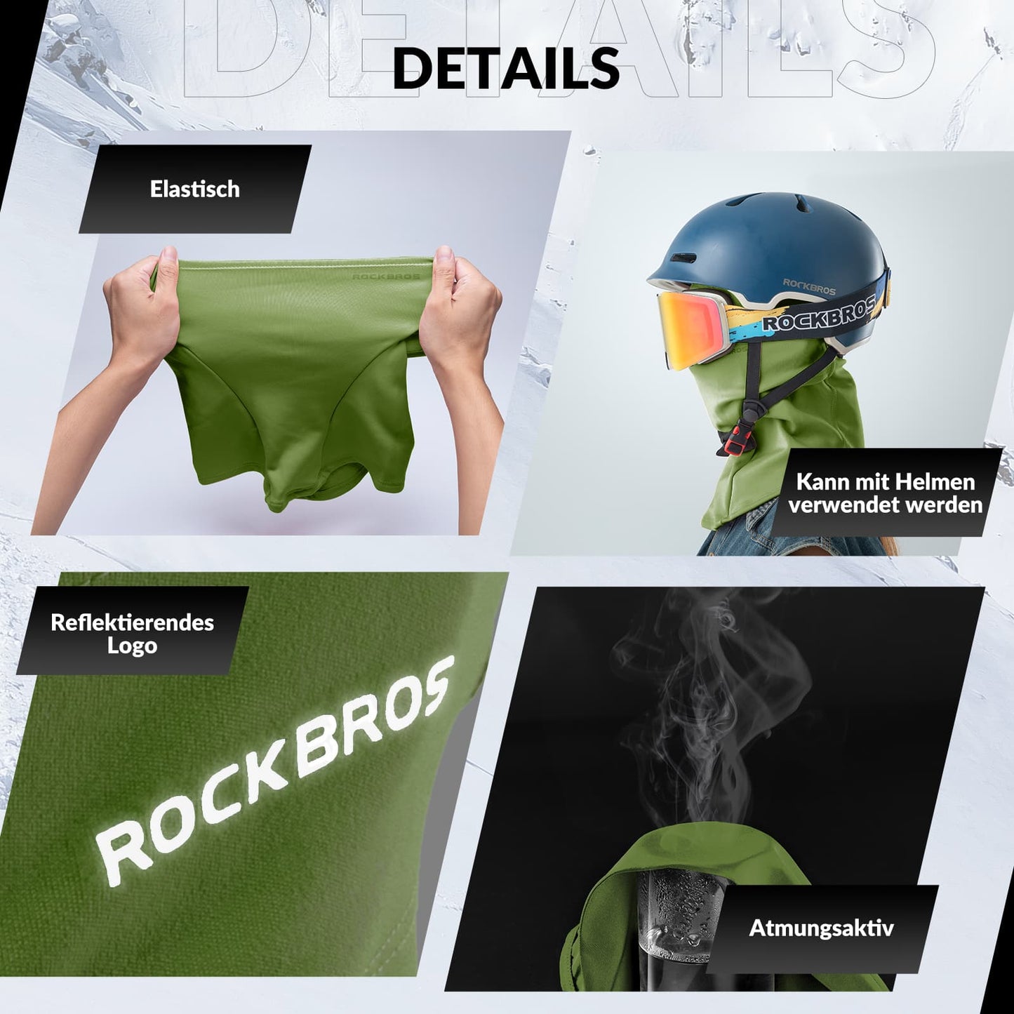 Pasamontañas unisex ROCKBROS (paquete de 2) Otoño/Invierno para deportes al aire libre