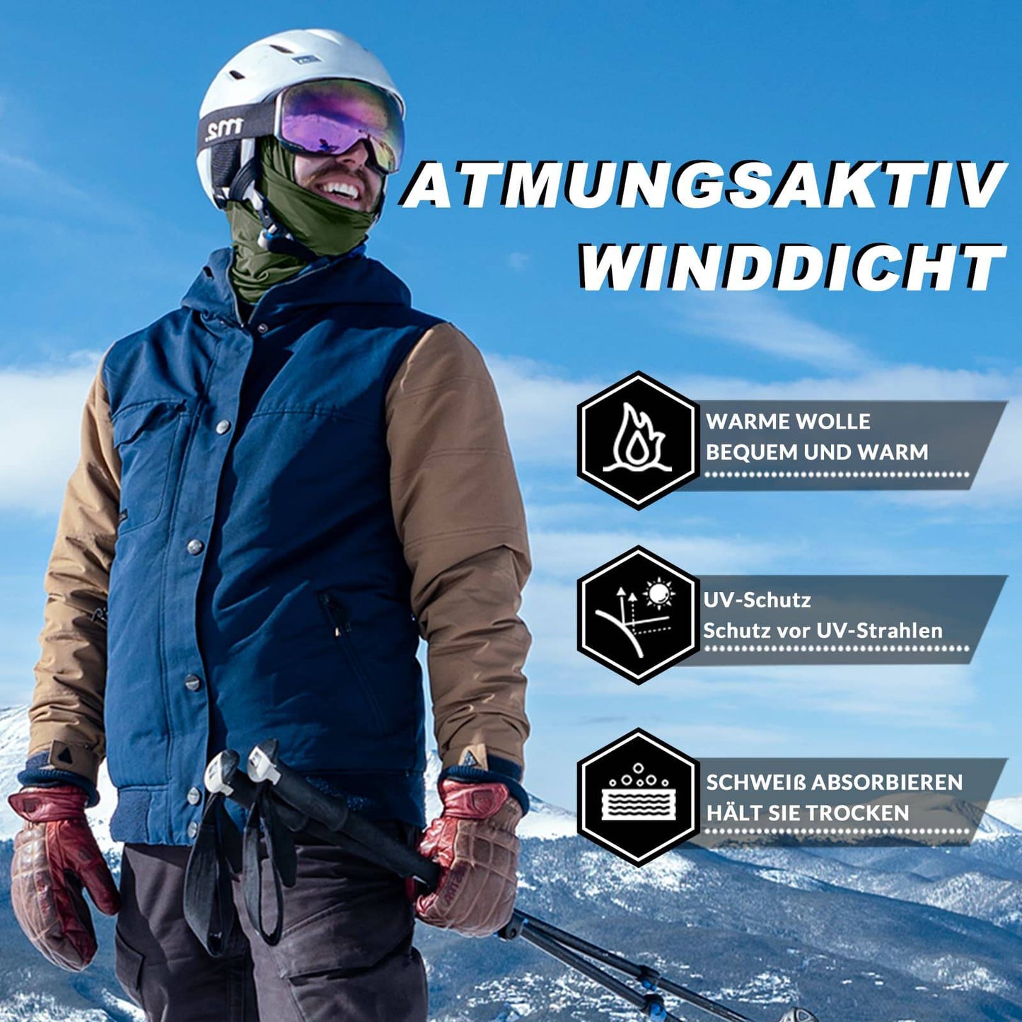 Pasamontañas unisex ROCKBROS (paquete de 2) Otoño/Invierno para deportes al aire libre
