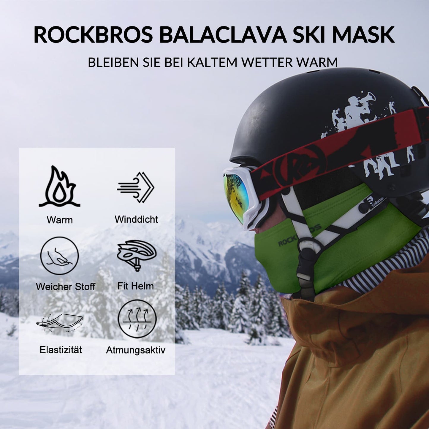Pasamontañas unisex ROCKBROS (paquete de 2) Otoño/Invierno para deportes al aire libre