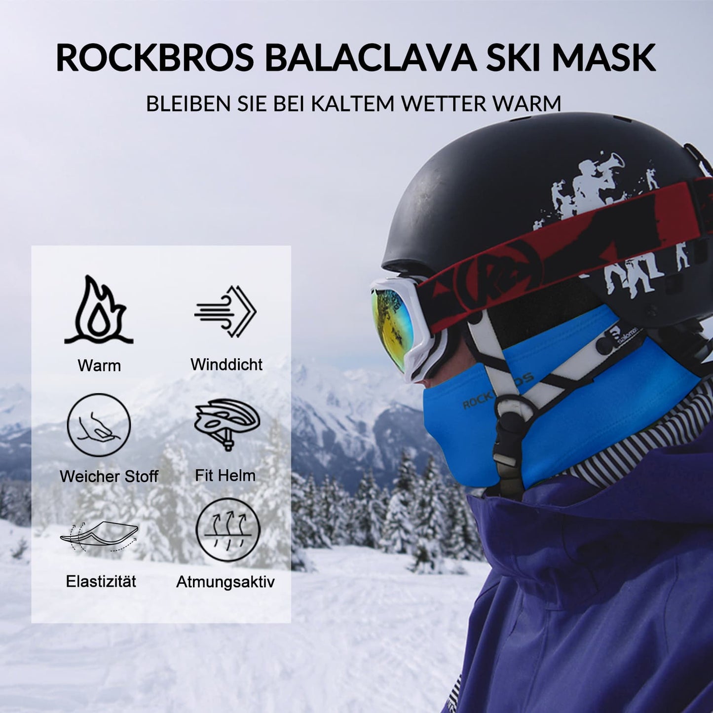 Pasamontañas unisex ROCKBROS (paquete de 2) Otoño/Invierno para deportes al aire libre