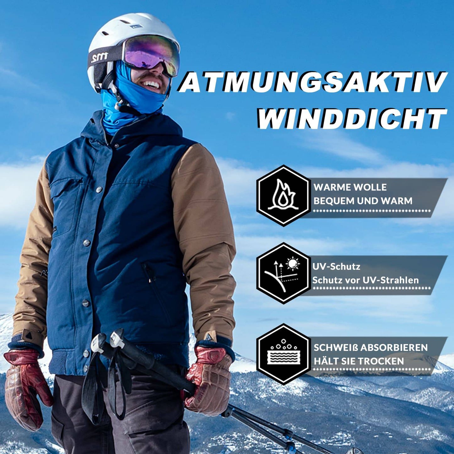 Pasamontañas unisex ROCKBROS (paquete de 2) Otoño/Invierno para deportes al aire libre