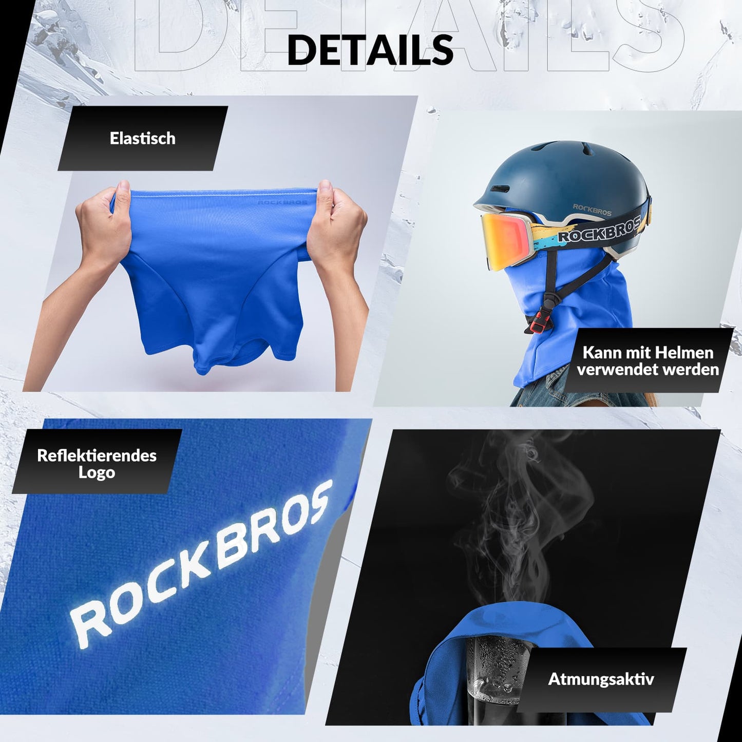 Pasamontañas unisex ROCKBROS (paquete de 2) Otoño/Invierno para deportes al aire libre