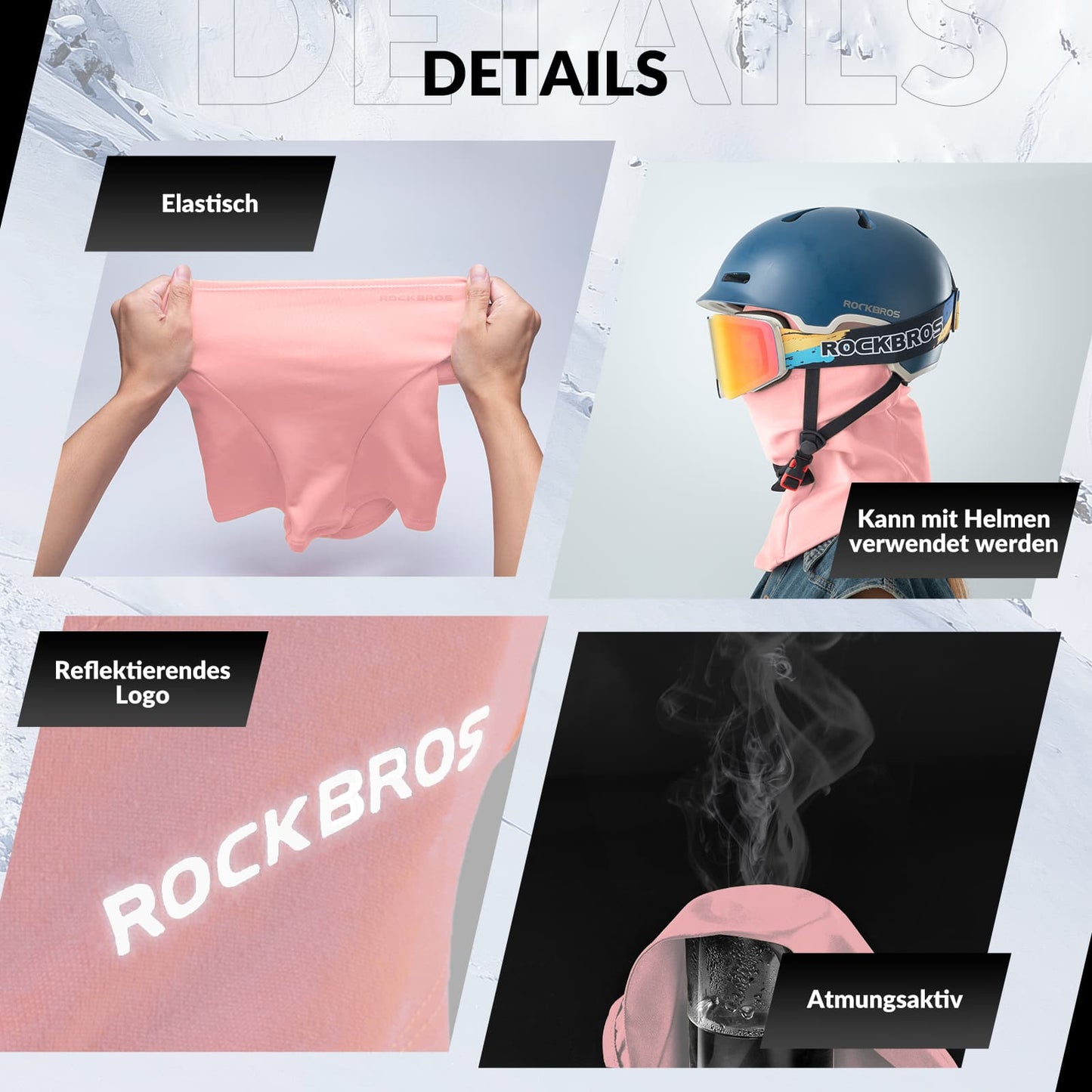 Pasamontañas unisex ROCKBROS (paquete de 2) Otoño/Invierno para deportes al aire libre
