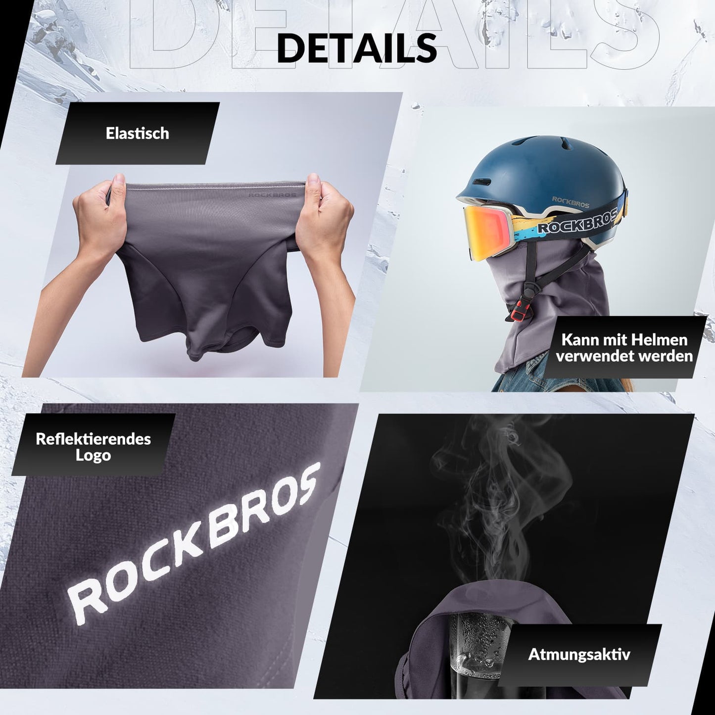 Pasamontañas unisex ROCKBROS (paquete de 2) Otoño/Invierno para deportes al aire libre