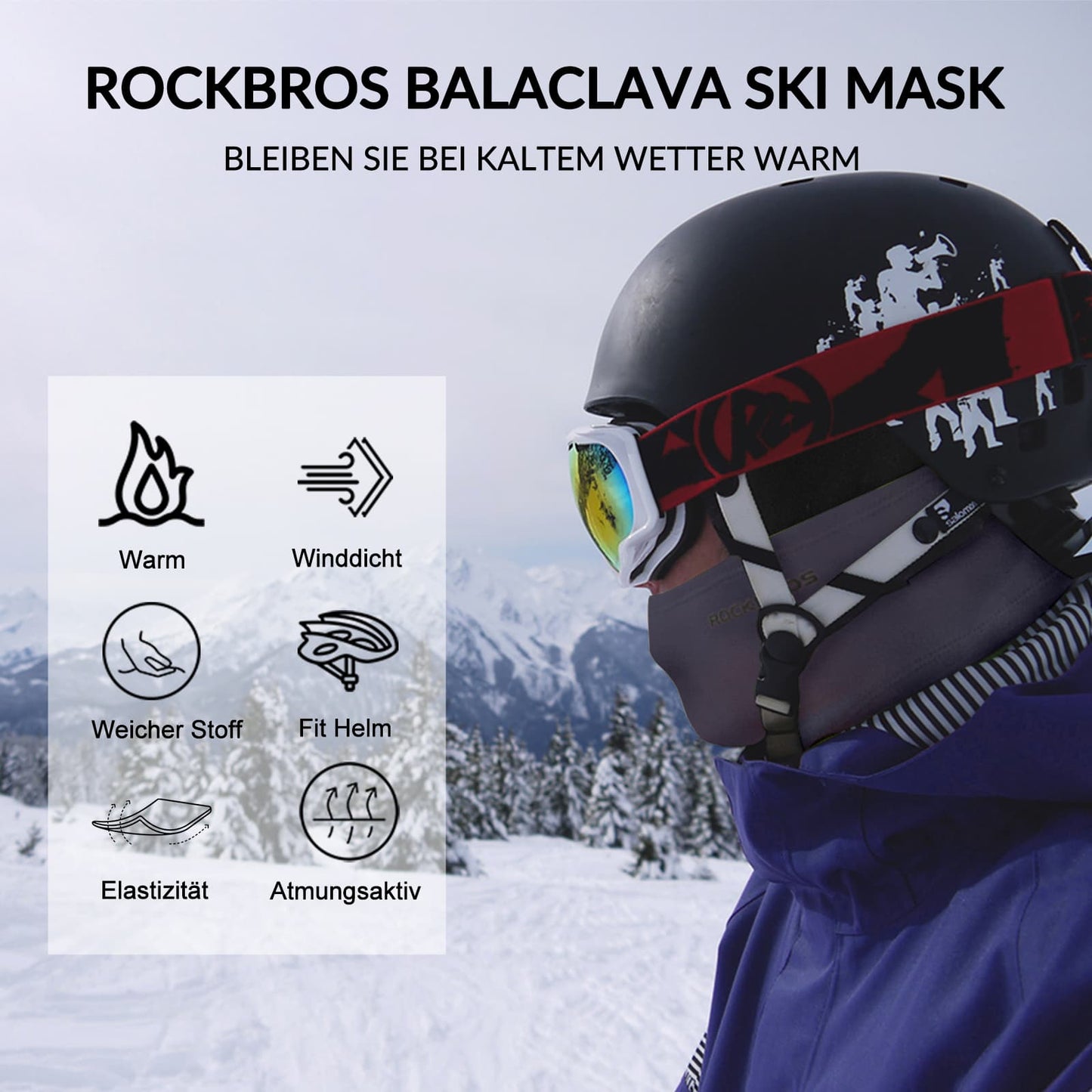 Pasamontañas unisex ROCKBROS (paquete de 2) Otoño/Invierno para deportes al aire libre