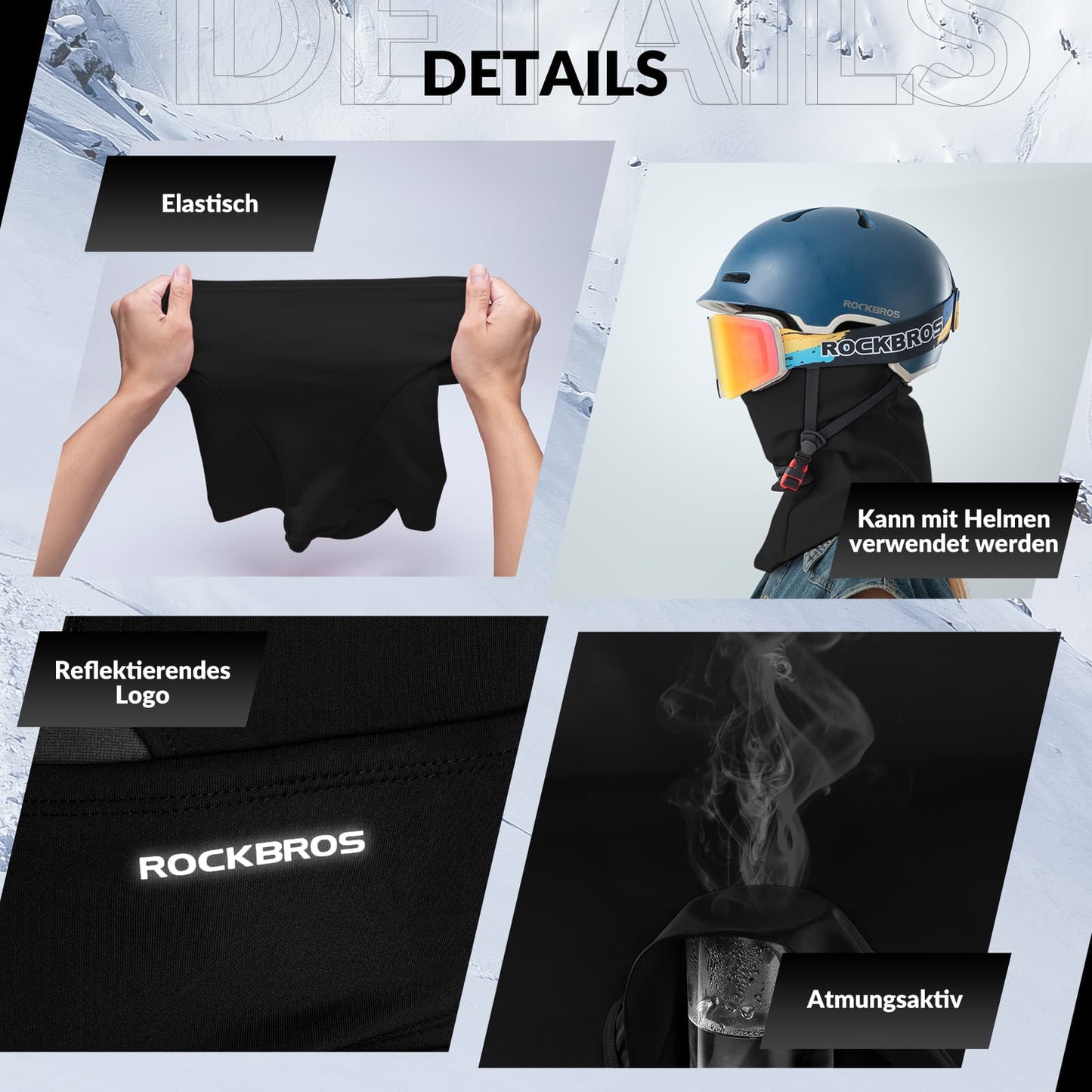 Pasamontañas unisex ROCKBROS (paquete de 2) Otoño/Invierno para deportes al aire libre