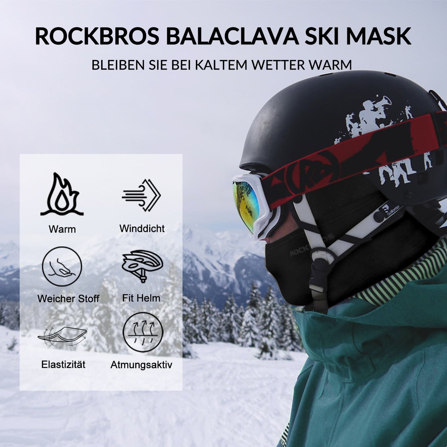 Pasamontañas unisex ROCKBROS (paquete de 2) Otoño/Invierno para deportes al aire libre
