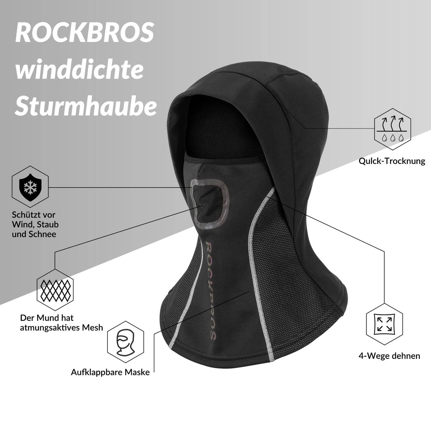 Pasamontañas con malla transpirable para deportes al aire libre, unisex, ROCKBROS