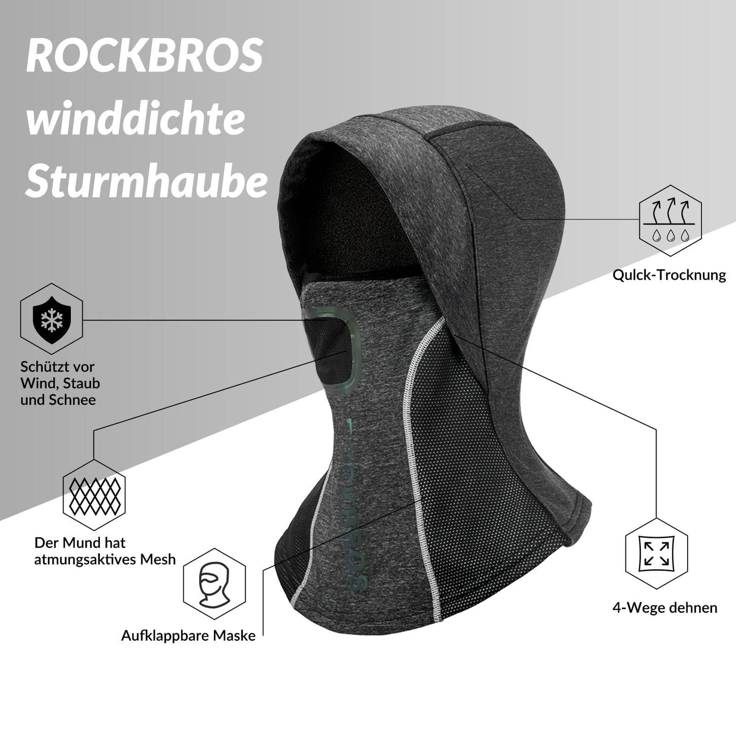 Pasamontañas con malla transpirable para deportes al aire libre, unisex, ROCKBROS