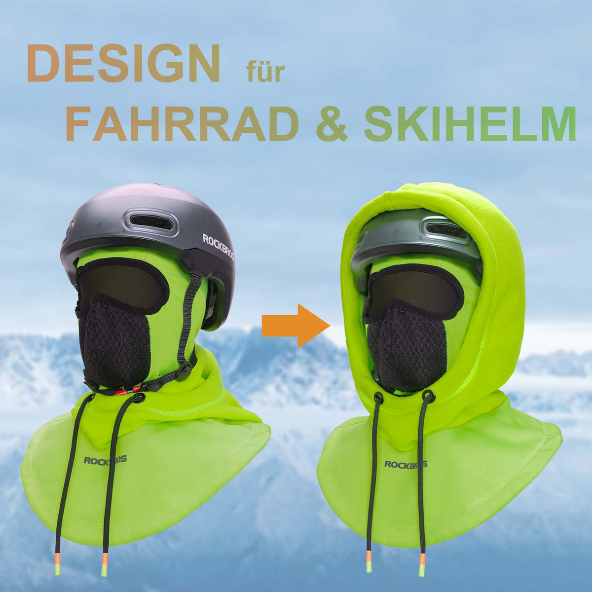 ROCKBROS Pasamontañas Impermeable al Viento Bicicleta Full Face Máscara Facial para Ciclismo Esquí