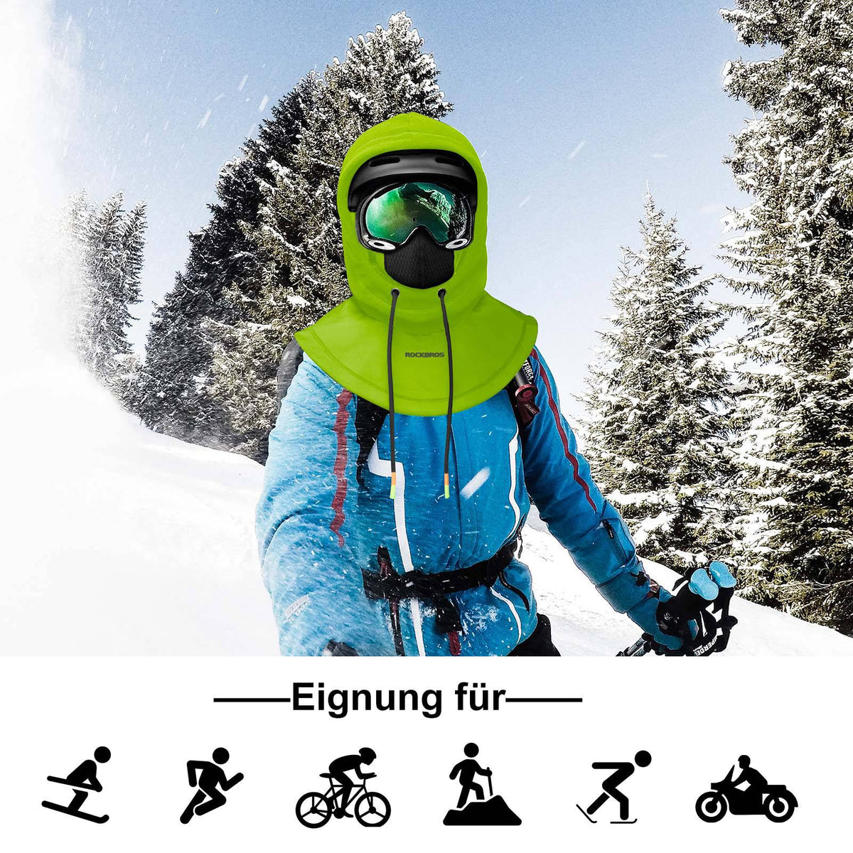ROCKBROS Pasamontañas Impermeable al Viento Bicicleta Full Face Máscara Facial para Ciclismo Esquí