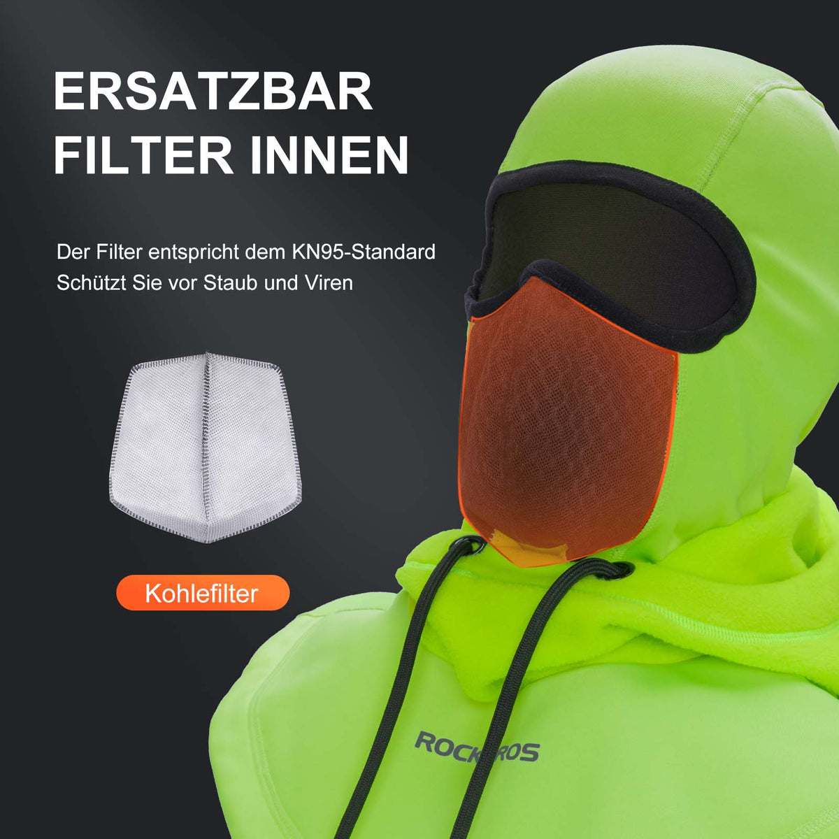 ROCKBROS Pasamontañas Impermeable al Viento Bicicleta Full Face Máscara Facial para Ciclismo Esquí
