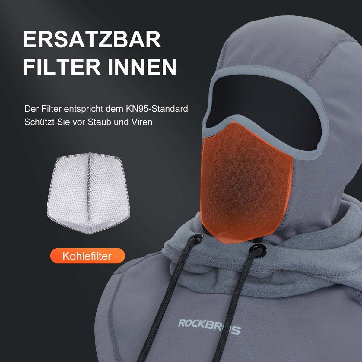 ROCKBROS Pasamontañas Impermeable al Viento Bicicleta Full Face Máscara Facial para Ciclismo Esquí