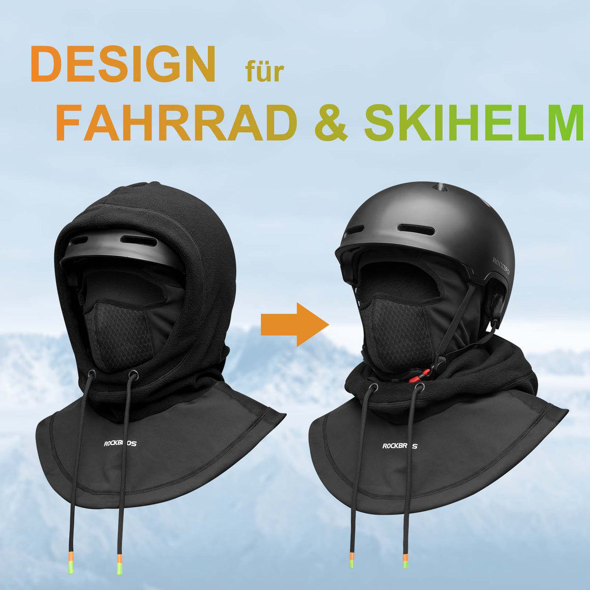 ROCKBROS Pasamontañas Impermeable al Viento Bicicleta Full Face Máscara Facial para Ciclismo Esquí