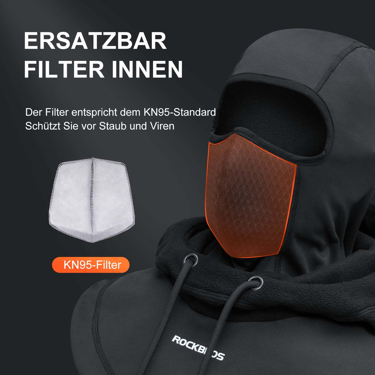 ROCKBROS Pasamontañas Impermeable al Viento Bicicleta Full Face Máscara Facial para Ciclismo Esquí