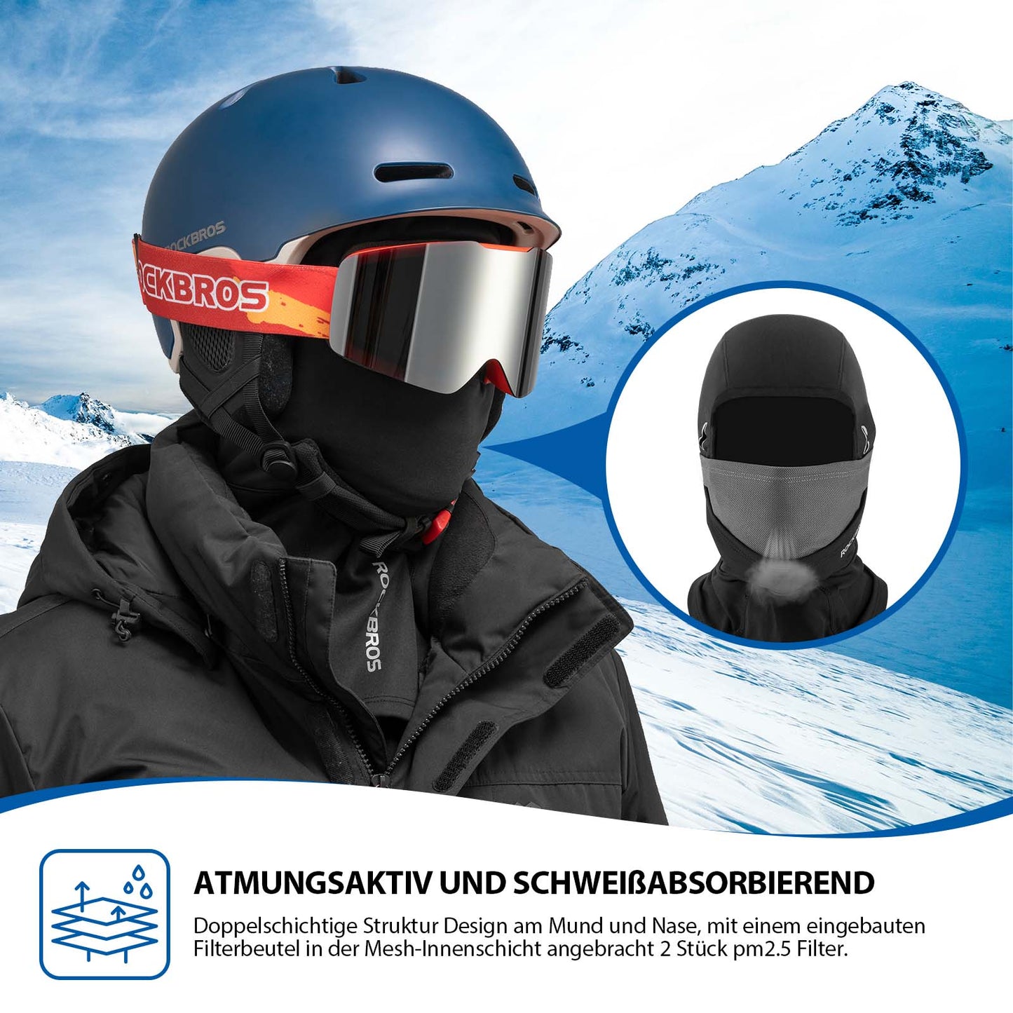 Pasamontañas, gorro cortavientos para debajo del casco, de forro polar cálido, negro, ROCKBROS