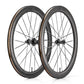 Juego de ruedas de carbono T700 de 55 mm con eje pasante y freno de disco para bicicleta de carretera. Incluye amortiguadores de vacío ROCKBROS.