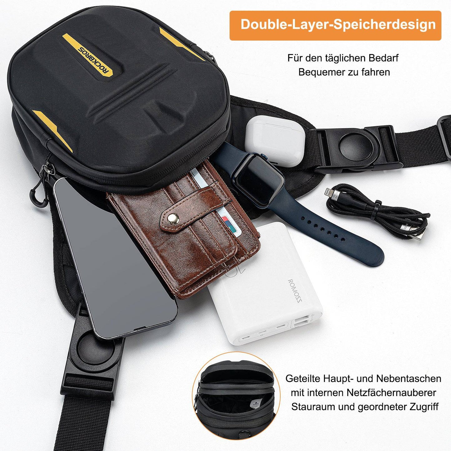Bolsa de depósito con respaldo magnético, bolsa de pierna para motocicleta con correa para el hombro, ROCKBROS