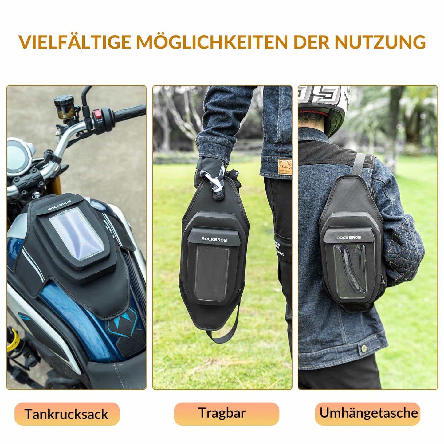Bolsa de pierna para depósito de motocicleta ROCKBROS con succión magnética