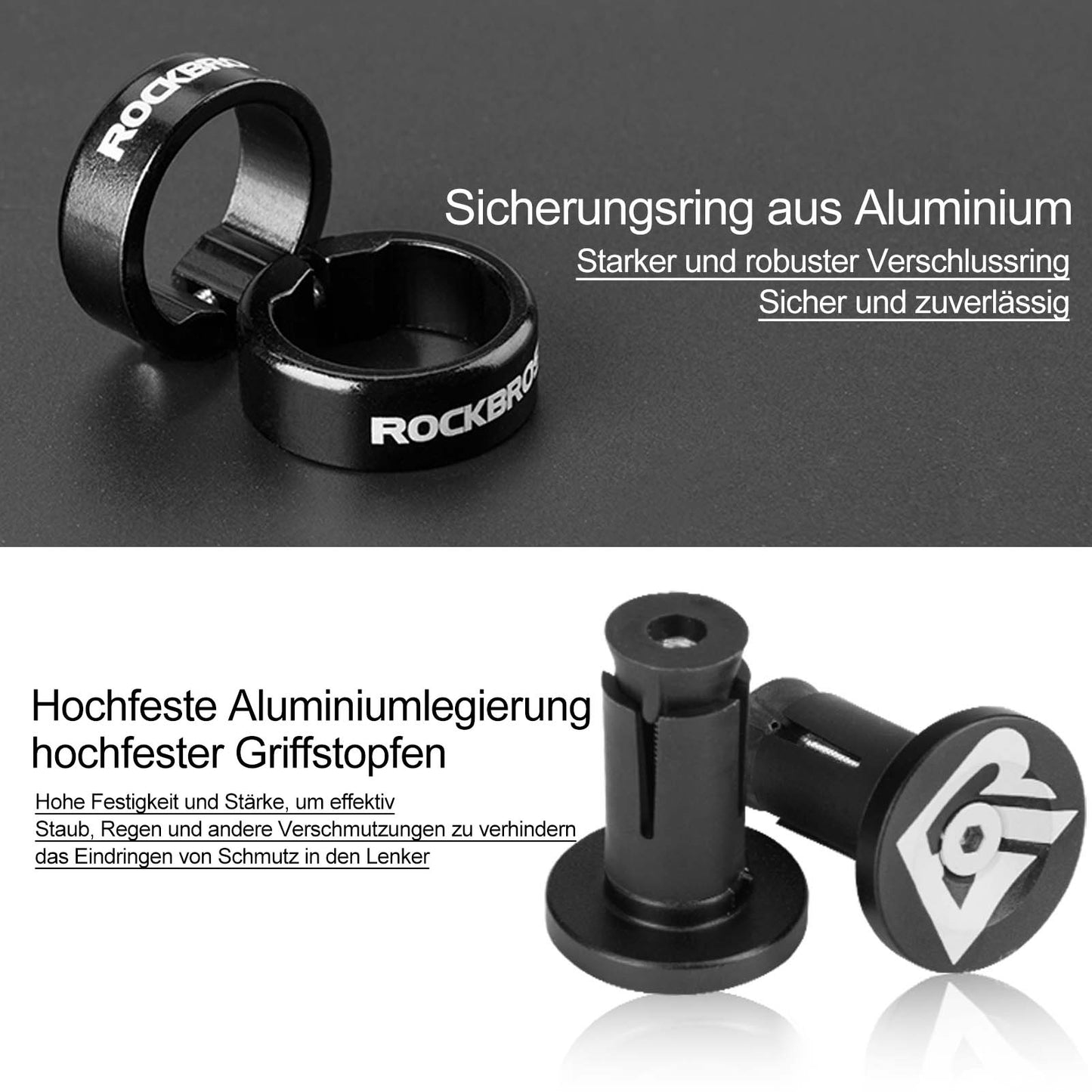 Puños de bicicleta de goma ultraligeros con diseño de bloqueo de aluminio de ROCKBROS