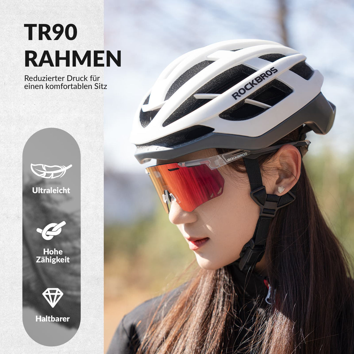 ROCKBROS Gafas de bicicleta ultraligeras y fotocromáticas (UV400)