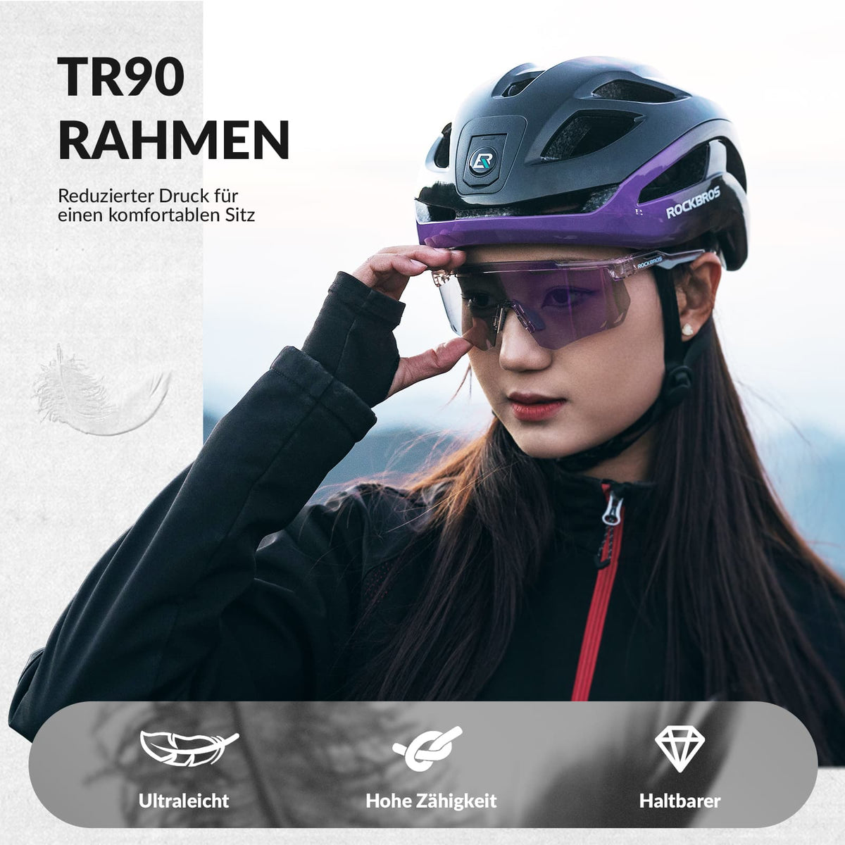 ROCKBROS Gafas de bicicleta ultraligeras y fotocromáticas (UV400)